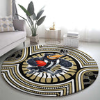 Collingwood Football Club Round Carpet Indigenous Monochrome Dot Art Mascot Style