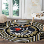 Collingwood Football Club Round Carpet Indigenous Monochrome Dot Art Mascot Style