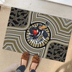 Collingwood Football Club Rubber Doormat Indigenous Monochrome Dot Art Mascot Style