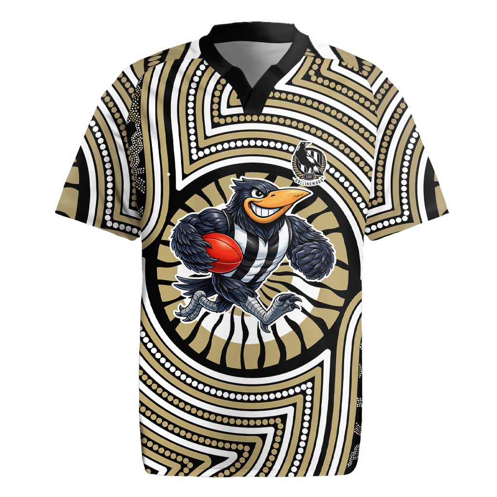 Collingwood Football Club Rugby Jersey Indigenous Monochrome Dot Art Mascot Style