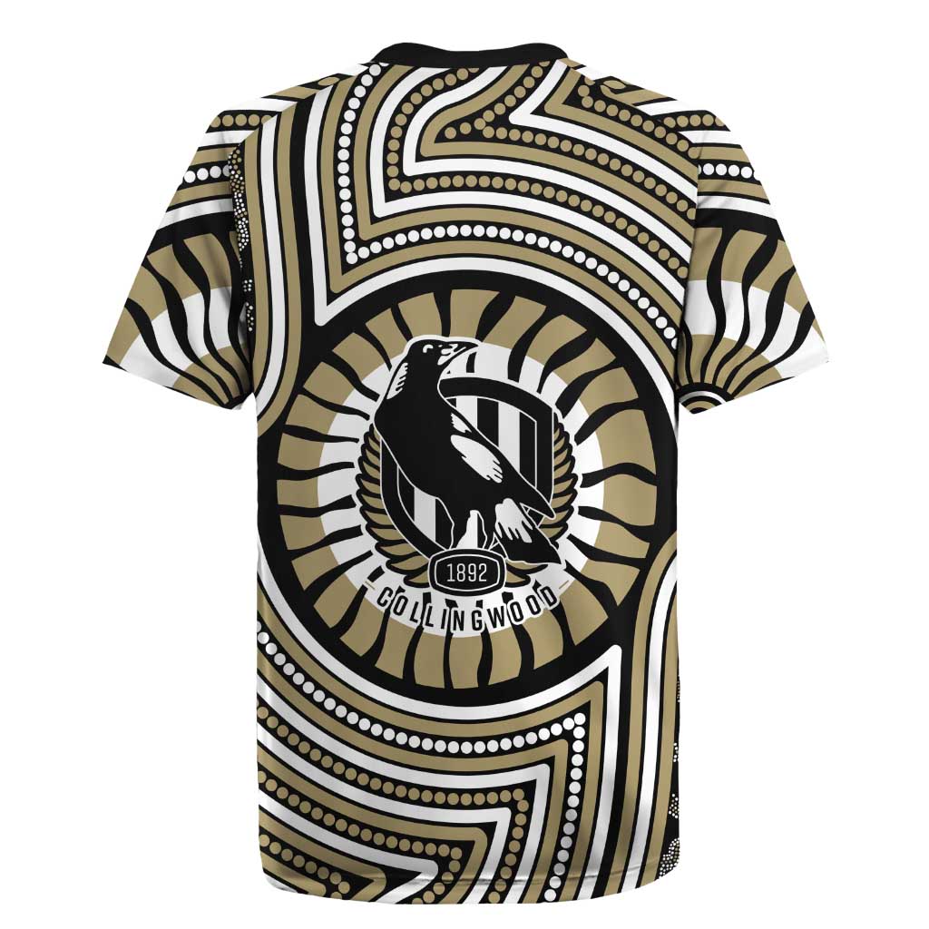 Collingwood Football Club Rugby Jersey Indigenous Monochrome Dot Art Mascot Style