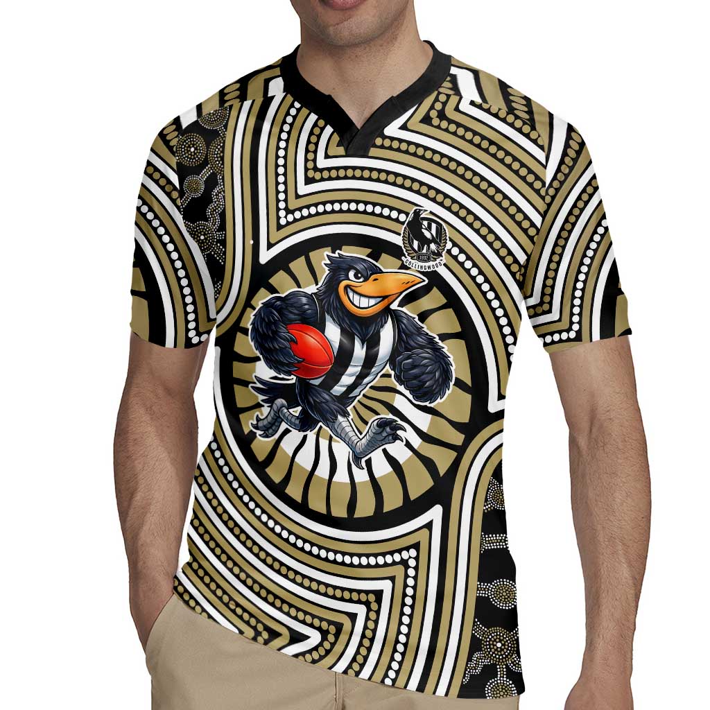 Collingwood Football Club Rugby Jersey Indigenous Monochrome Dot Art Mascot Style