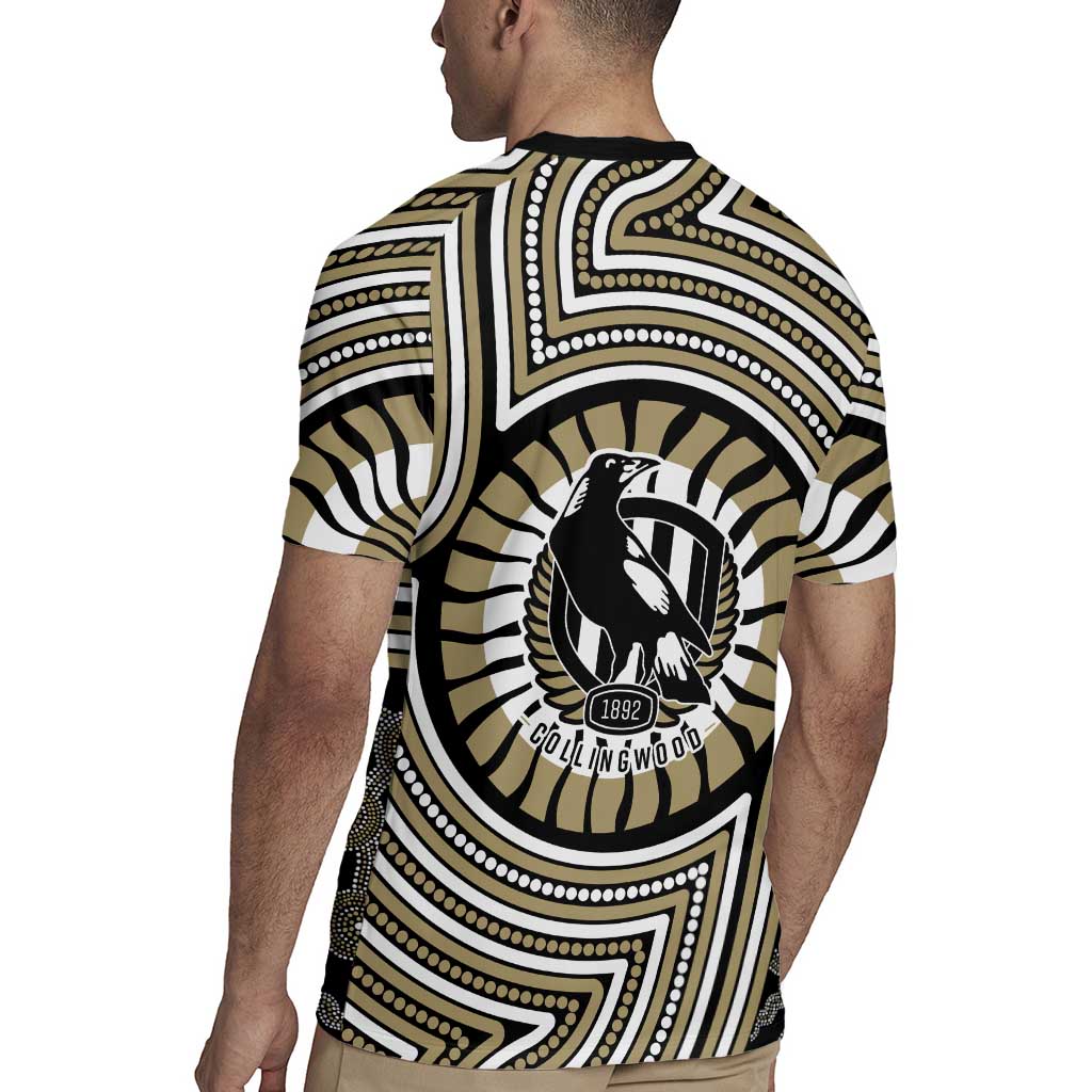 Collingwood Football Club Rugby Jersey Indigenous Monochrome Dot Art Mascot Style