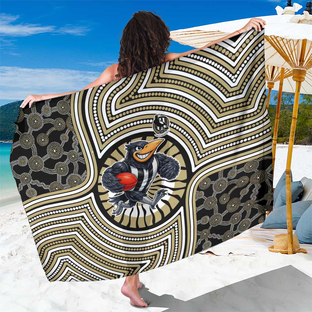 Collingwood Football Club Sarong Indigenous Monochrome Dot Art Mascot Style