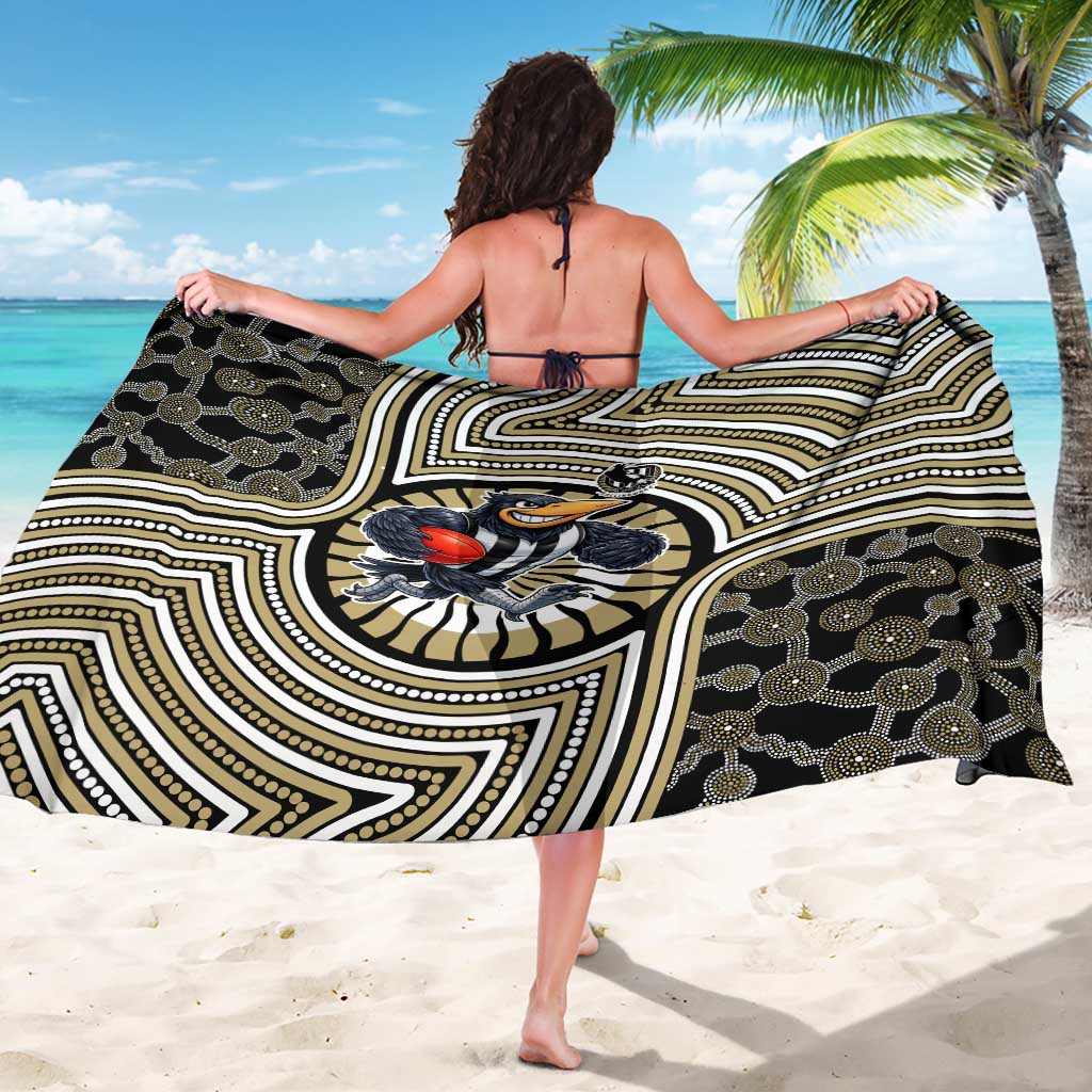 Collingwood Football Club Sarong Indigenous Monochrome Dot Art Mascot Style