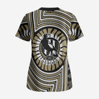 Collingwood Football Club Scrub Top Indigenous Monochrome Dot Art Mascot Style