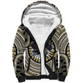Collingwood Football Club Sherpa Hoodie Indigenous Monochrome Dot Art Mascot Style