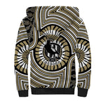 Collingwood Football Club Sherpa Hoodie Indigenous Monochrome Dot Art Mascot Style