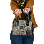 Collingwood Football Club Shoulder Handbag Indigenous Monochrome Dot Art Mascot Style