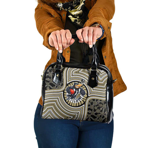 Collingwood Football Club Shoulder Handbag Indigenous Monochrome Dot Art Mascot Style