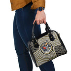Collingwood Football Club Shoulder Handbag Indigenous Monochrome Dot Art Mascot Style