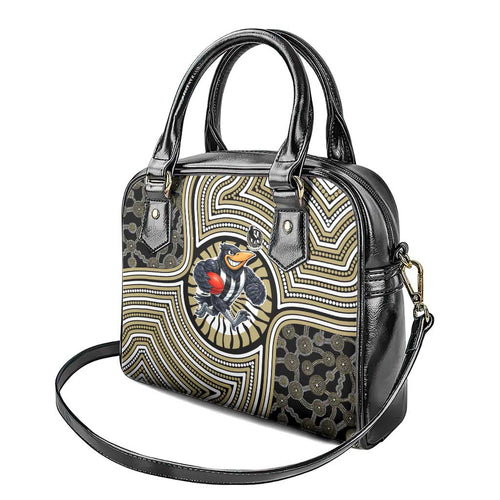 Collingwood Football Club Shoulder Handbag Indigenous Monochrome Dot Art Mascot Style
