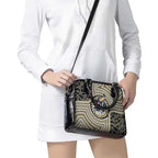 Collingwood Football Club Shoulder Handbag Indigenous Monochrome Dot Art Mascot Style