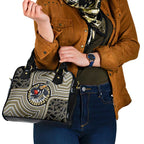 Collingwood Football Club Shoulder Handbag Indigenous Monochrome Dot Art Mascot Style