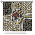 Collingwood Football Club Shower Curtain Indigenous Monochrome Dot Art Mascot Style