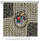 Collingwood Football Club Shower Curtain Indigenous Monochrome Dot Art Mascot Style