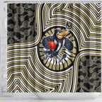 Collingwood Football Club Shower Curtain Indigenous Monochrome Dot Art Mascot Style