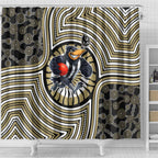 Collingwood Football Club Shower Curtain Indigenous Monochrome Dot Art Mascot Style