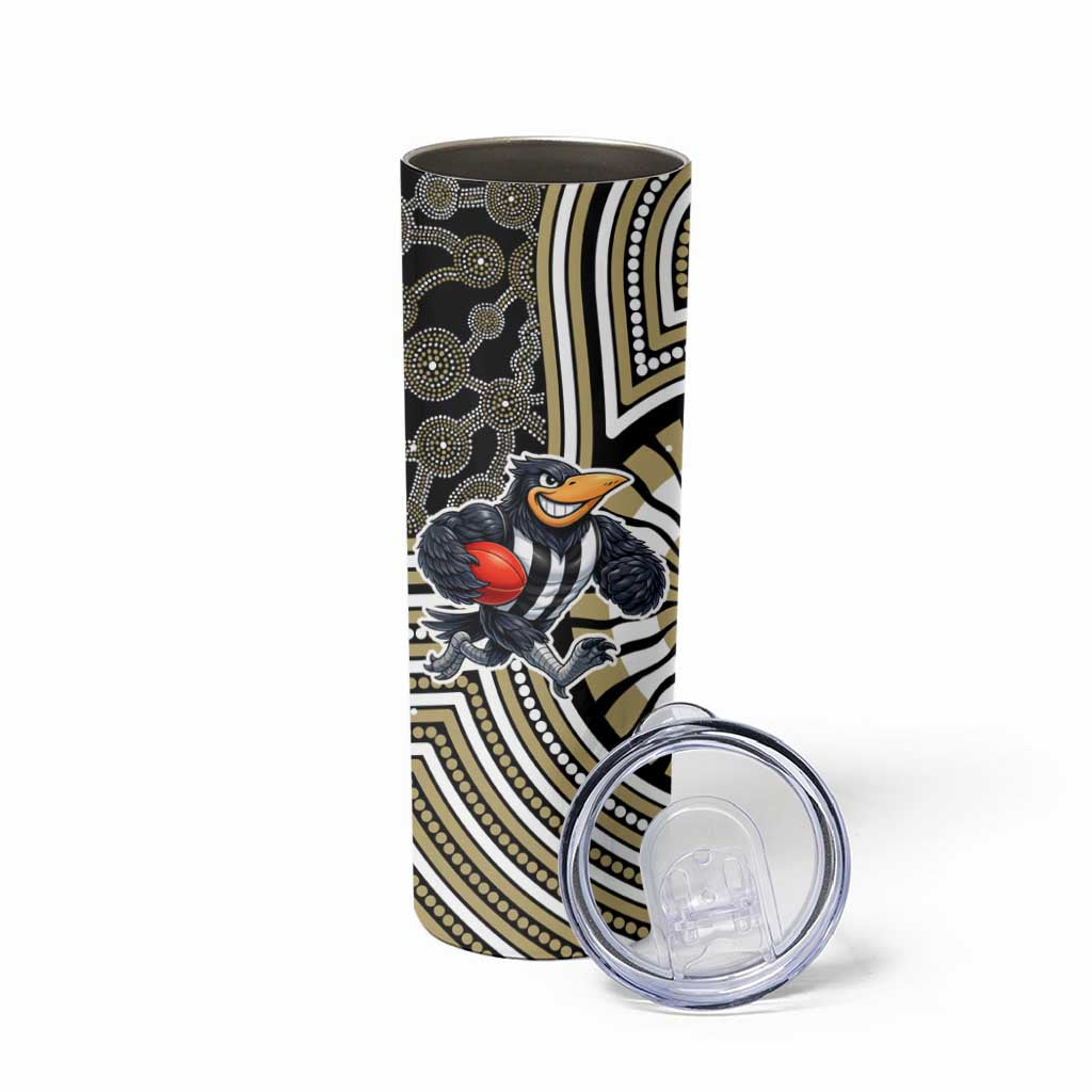 Collingwood Football Club Skinny Tumbler Indigenous Monochrome Dot Art Mascot Style