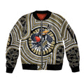 Collingwood Football Club Sleeve Zip Bomber Jacket Indigenous Monochrome Dot Art Mascot Style