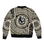 Collingwood Football Club Sleeve Zip Bomber Jacket Indigenous Monochrome Dot Art Mascot Style