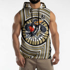 Collingwood Football Club Sleeveless Hoodie Indigenous Monochrome Dot Art Mascot Style