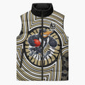 Collingwood Football Club Sleeveless Puffer Jacket Indigenous Monochrome Dot Art Mascot Style
