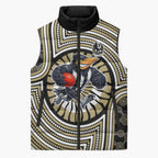Collingwood Football Club Sleeveless Puffer Jacket Indigenous Monochrome Dot Art Mascot Style