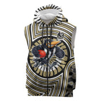 Collingwood Football Club Sleeveless Zip Hoodie Indigenous Monochrome Dot Art Mascot Style