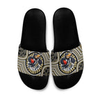 Collingwood Football Club Slide Sandals Indigenous Monochrome Dot Art Mascot Style