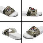 Collingwood Football Club Slide Sandals Indigenous Monochrome Dot Art Mascot Style
