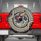 Collingwood Football Club Spare Tire Cover Indigenous Monochrome Dot Art Mascot Style