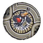 Collingwood Football Club Spare Tire Cover Indigenous Monochrome Dot Art Mascot Style
