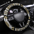 Collingwood Football Club Steering Wheel Cover Indigenous Monochrome Dot Art Mascot Style