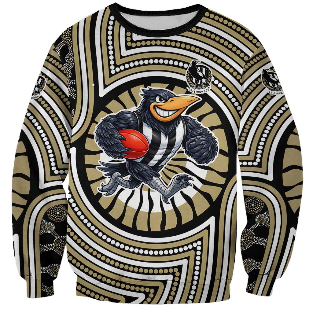 Collingwood Football Club Sweatshirt Indigenous Monochrome Dot Art Mascot Style