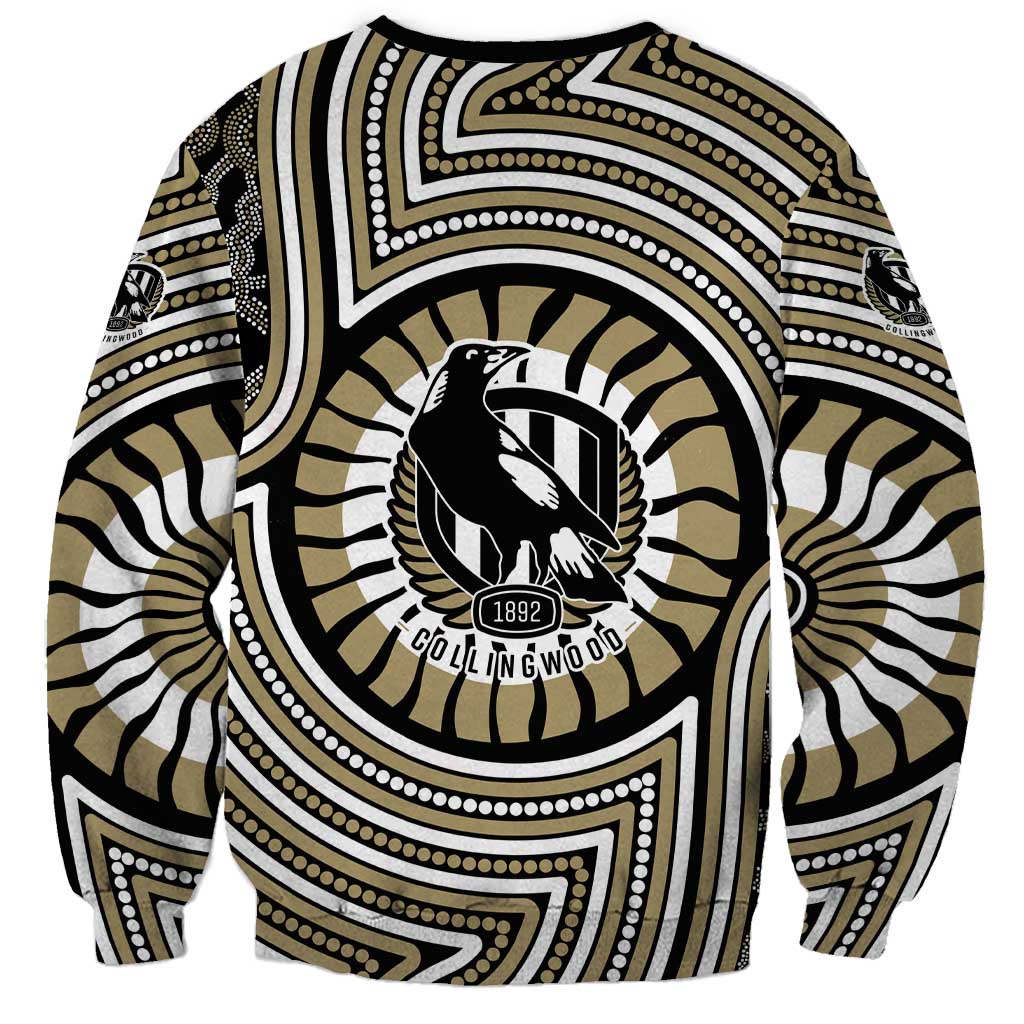 Collingwood Football Club Sweatshirt Indigenous Monochrome Dot Art Mascot Style