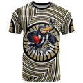 Collingwood Football Club T Shirt Indigenous Monochrome Dot Art Mascot Style