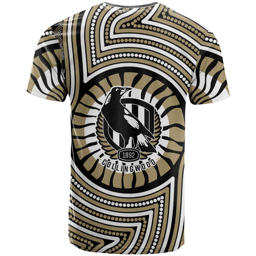 Collingwood Football Club T Shirt Indigenous Monochrome Dot Art Mascot Style