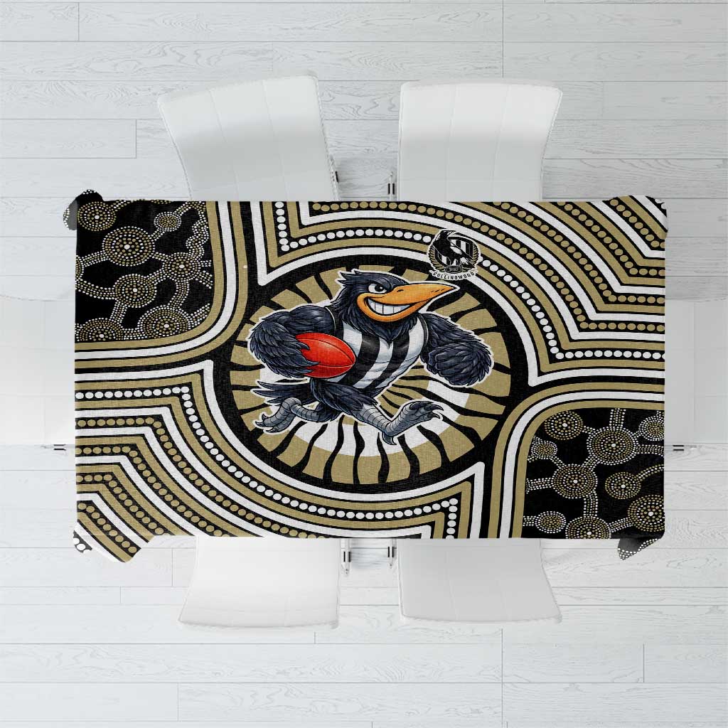 Collingwood Football Club Tablecloth Indigenous Monochrome Dot Art Mascot Style