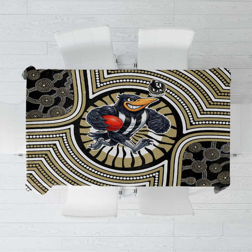 Collingwood Football Club Tablecloth Indigenous Monochrome Dot Art Mascot Style