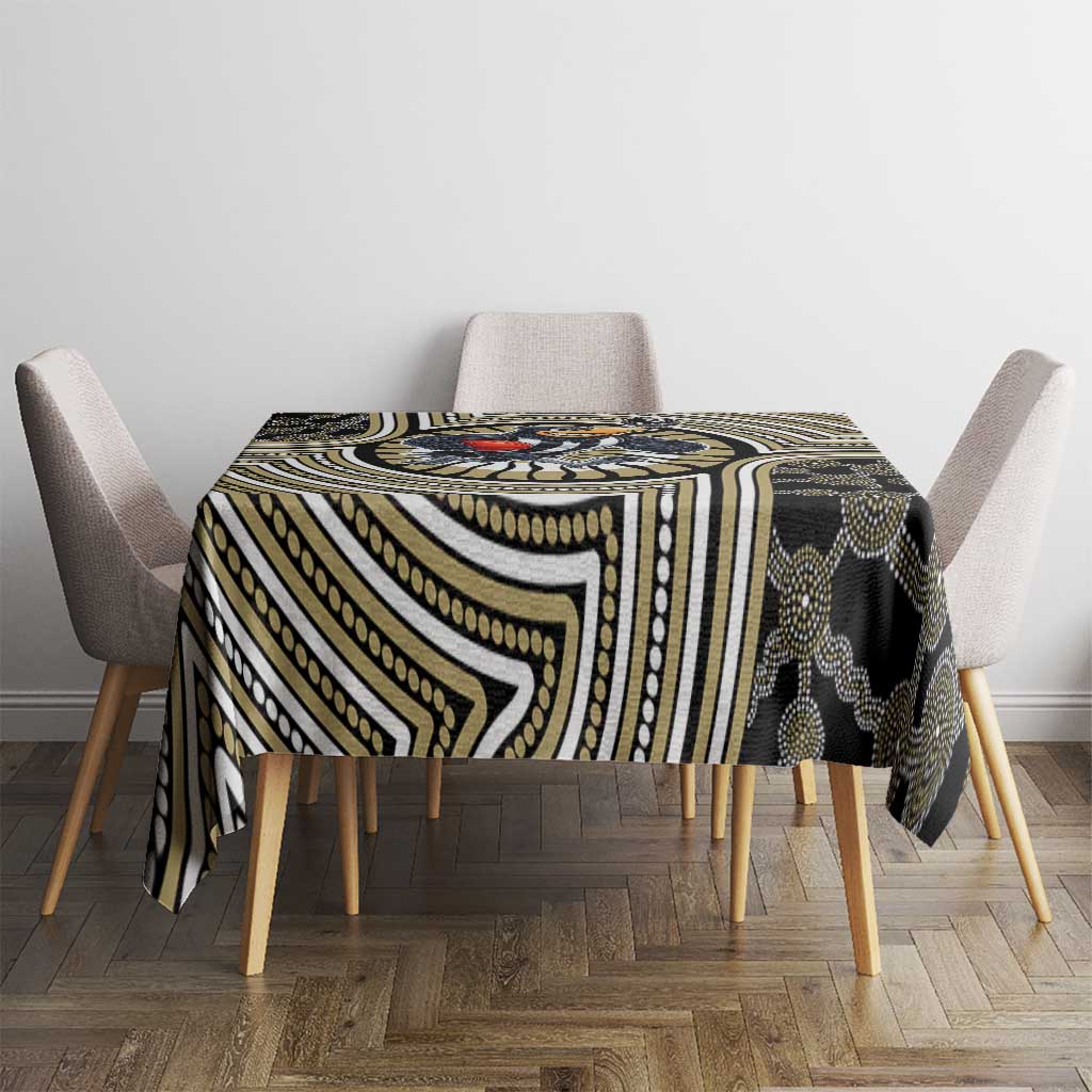 Collingwood Football Club Tablecloth Indigenous Monochrome Dot Art Mascot Style