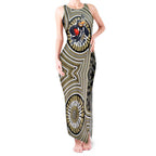 Collingwood Football Club Tank Maxi Dress Indigenous Monochrome Dot Art Mascot Style