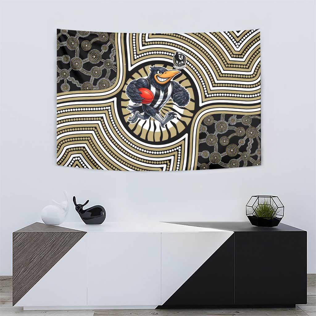 Collingwood Football Club Tapestry Indigenous Monochrome Dot Art Mascot Style