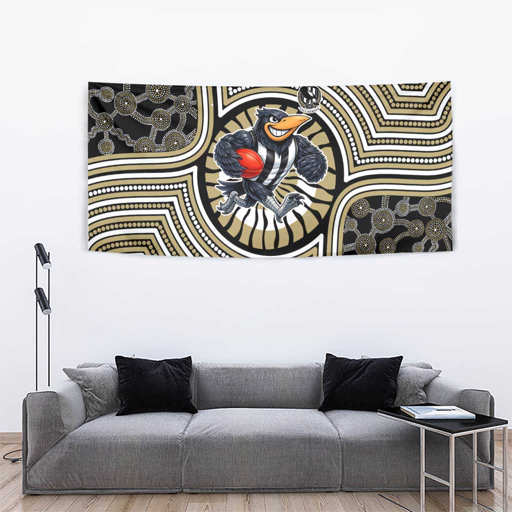Collingwood Football Club Tapestry Indigenous Monochrome Dot Art Mascot Style