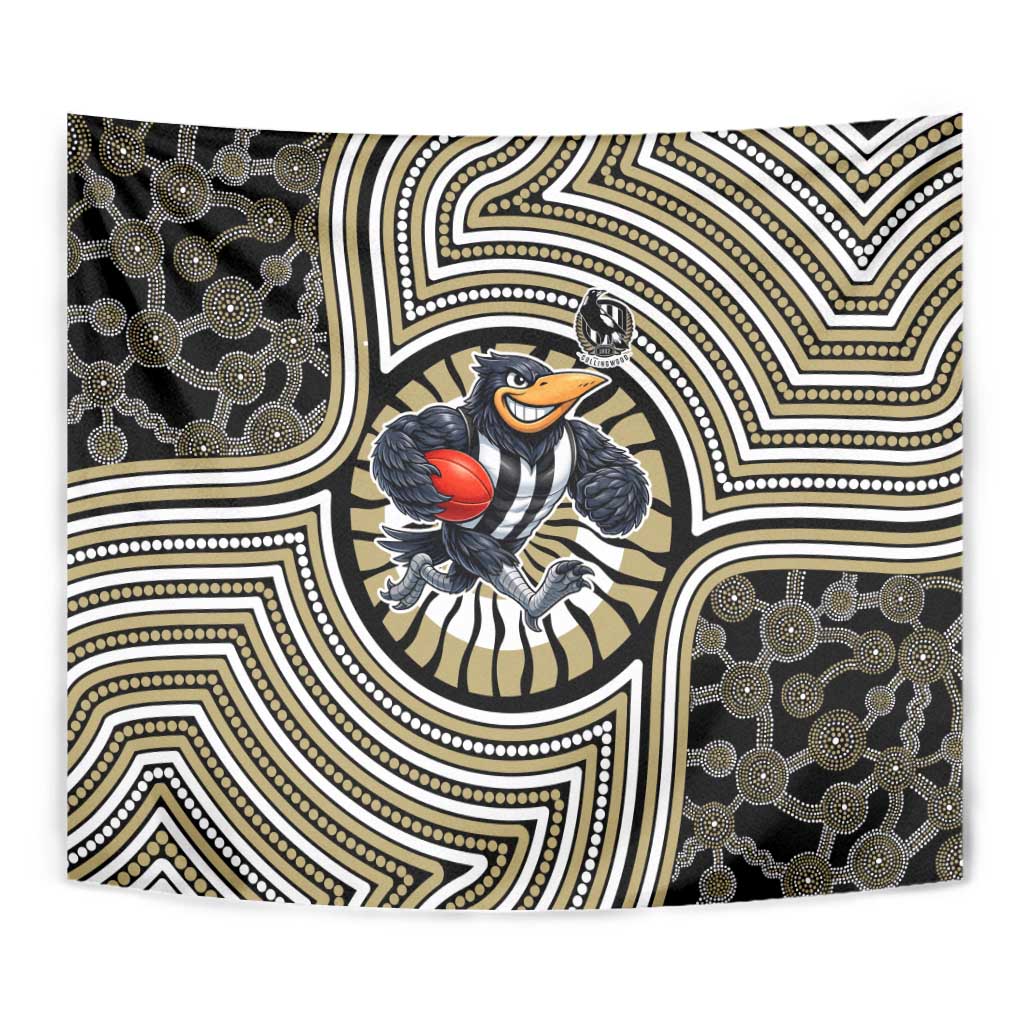 Collingwood Football Club Tapestry Indigenous Monochrome Dot Art Mascot Style