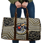 Collingwood Football Club Travel Bag Indigenous Monochrome Dot Art Mascot Style