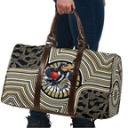Collingwood Football Club Travel Bag Indigenous Monochrome Dot Art Mascot Style