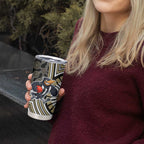 Collingwood Football Club Tumbler Cup Indigenous Monochrome Dot Art Mascot Style