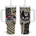 Collingwood Football Club Tumbler With Handle Indigenous Monochrome Dot Art Mascot Style