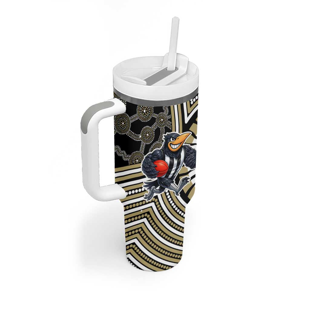 Collingwood Football Club Tumbler With Handle Indigenous Monochrome Dot Art Mascot Style